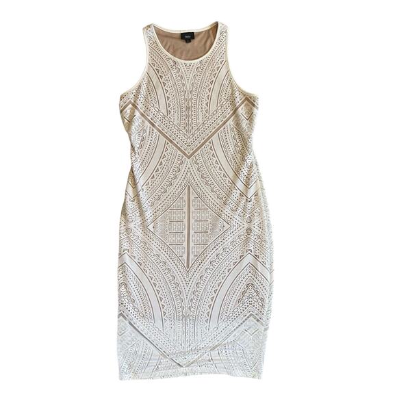 Womens Dress Size Small Cream Western Aztec Midi Boho Bridal Honeymoon A-Line - Picture 4 of 12